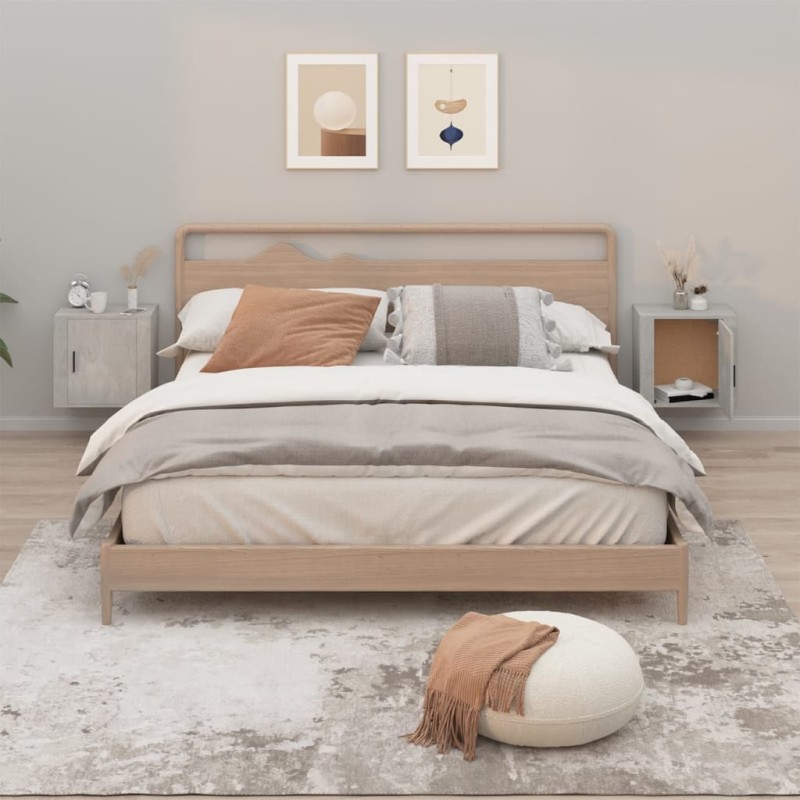 vidaXL Mesitas de noche de pared 2 uds gris hormigón 50x30x47 cm vidaXL Mesitas de noche de pared 2 uds gris hormigón 50x30x47 cm