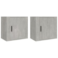 vidaXL Mesitas de noche de pared 2 uds gris hormigón 50x30x47 cm