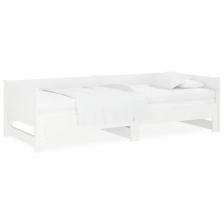 vidaXL Sofá cama extraíble madera maciza de pino blanco 2x(90x200) cm