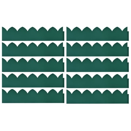 vidaXL Bordes de jardín 10 unidades PP verde 65x15 cm
