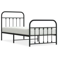vidaXL Estructura de cama con cabecero y estribo metal negro 90x190 cm