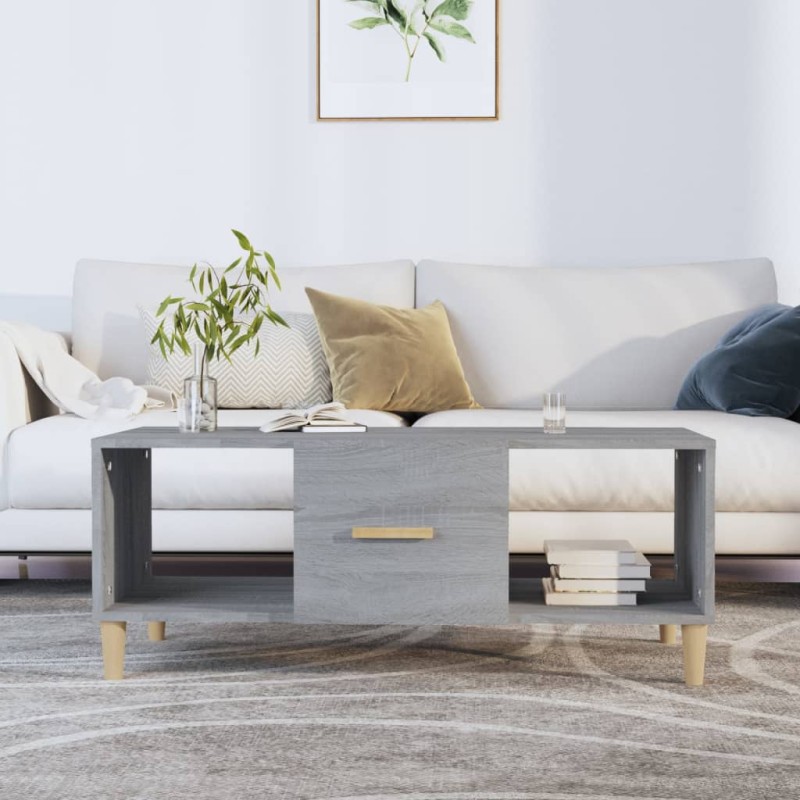 vidaXL Mesa de centro madera contrachapada gris Sonoma 102x50x40 cm vidaXL Mesa de centro madera contrachapada gris Sonoma 102x50x40 cm