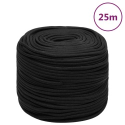 vidaXL Cuerda de barco polipropileno negro intenso 10 mm 25 m