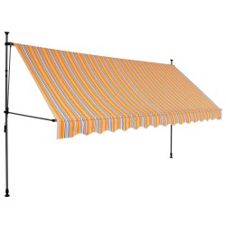 vidaXL Toldo retráctil manual con LED amarillo y azul 350 cm