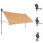 vidaXL Toldo retráctil manual con LED amarillo y azul 350 cm vidaXL Toldo retráctil manual con LED amarillo y azul 350 cm