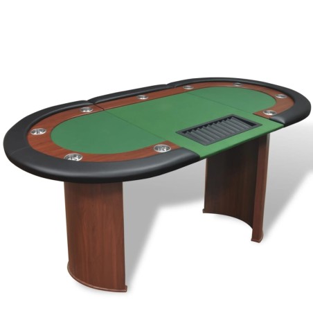 vidaXL Mesa de póker 10 jugadores bandeja de fichas y zona de crupier 