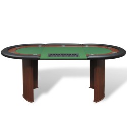 vidaXL Mesa de póker 10 jugadores bandeja de fichas y zona de crupier 