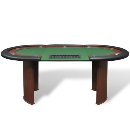 vidaXL Mesa de póker 10 jugadores bandeja de fichas y zona de crupier 