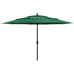 vidaXL Sombrilla de 3 niveles con poste de aluminio verde 3,5 m