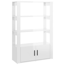 vidaXL Aparador de madera contrachapada blanco brillo 80x30x119,5 cm