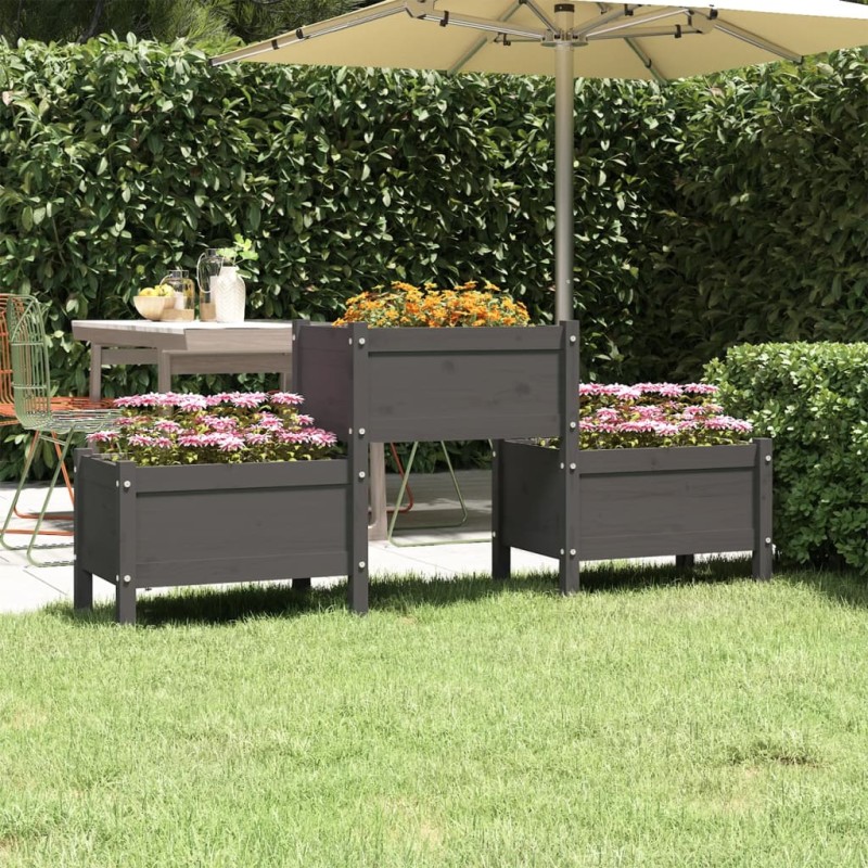 vidaXL Jardinera de madera de pino maciza gris 178,5x44x75 cm vidaXL Jardinera de madera de pino maciza gris 178,5x44x75 cm