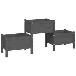 vidaXL Jardinera de madera de pino maciza gris 178,5x44x75 cm