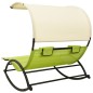 vidaXL Tumbona doble con toldo textilene color crema y verde vidaXL Tumbona doble con toldo textilene color crema y verde
