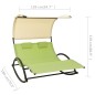 vidaXL Tumbona doble con toldo textilene color crema y verde vidaXL Tumbona doble con toldo textilene color crema y verde
