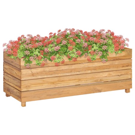 vidaXL Jardinera madera maciza de teca y acero 100x40x38 cm