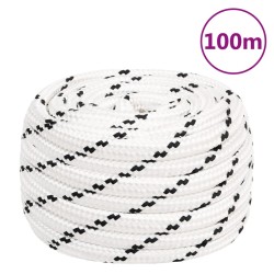 vidaXL Cuerda de trabajo poliéster blanco 16 mm 100 m