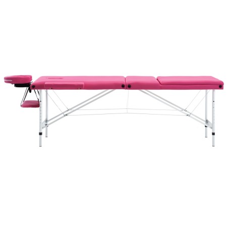 vidaXL Camilla de masaje plegable 3 zonas aluminio rosa