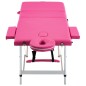 vidaXL Camilla de masaje plegable 3 zonas aluminio rosa vidaXL Camilla de masaje plegable 3 zonas aluminio rosa
