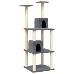vidaXL Rascador para gatos con postes de sisal gris oscuro 141 cm
