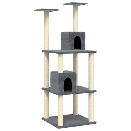 vidaXL Rascador para gatos con postes de sisal gris oscuro 141 cm