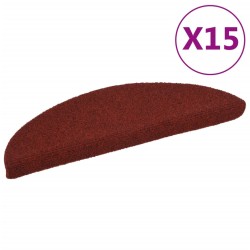 vidaXL Alfombrilla de escaleras 15 uds tela punzonada rojo 56x17x3 cm