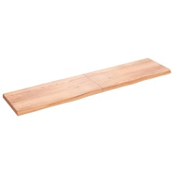 vidaXL Encimera baño madera maciza tratada marrón claro 220x50x(2-6)cm