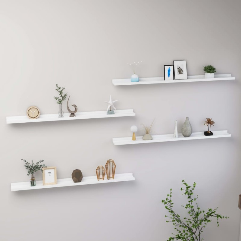 vidaXL Estantes de pared 4 unidades blanco 100x9x3 cm vidaXL Estantes de pared 4 unidades blanco 100x9x3 cm