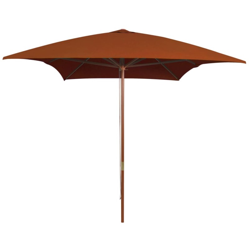 vidaXL Sombrilla de jardín con palo de madera terracota 200x300 cm 
