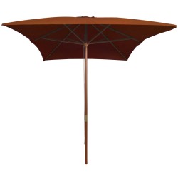 vidaXL Sombrilla de jardín con palo de madera terracota 200x300 cm 