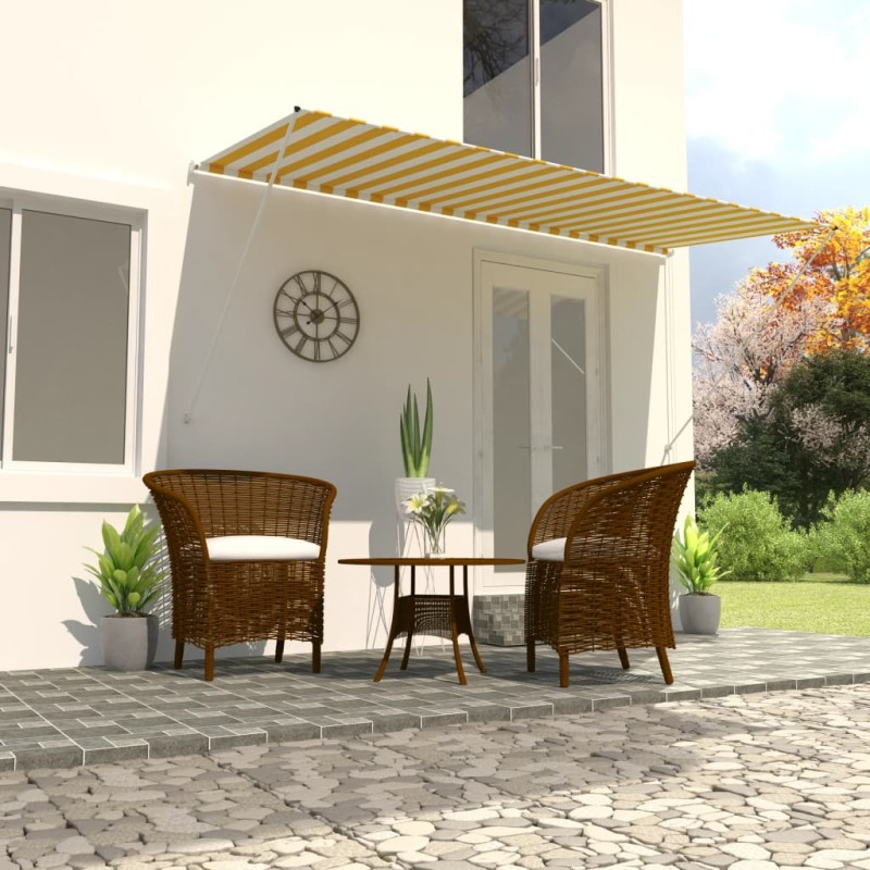 vidaXL Toldo retráctil 400x150 cm amarillo y blanco vidaXL Toldo retráctil 400x150 cm amarillo y blanco