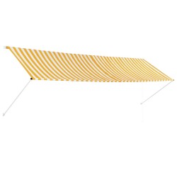 vidaXL Toldo retráctil 400x150 cm amarillo y blanco