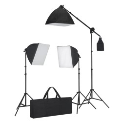 vidaXL Set de iluminación: 3 luces de foto con trípode y softbox