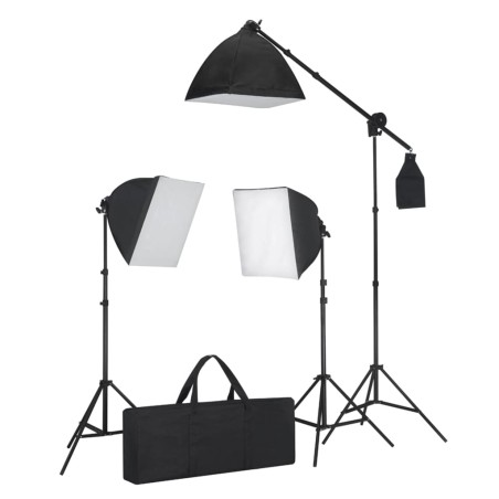 vidaXL Set de iluminación: 3 luces de foto con trípode y softbox