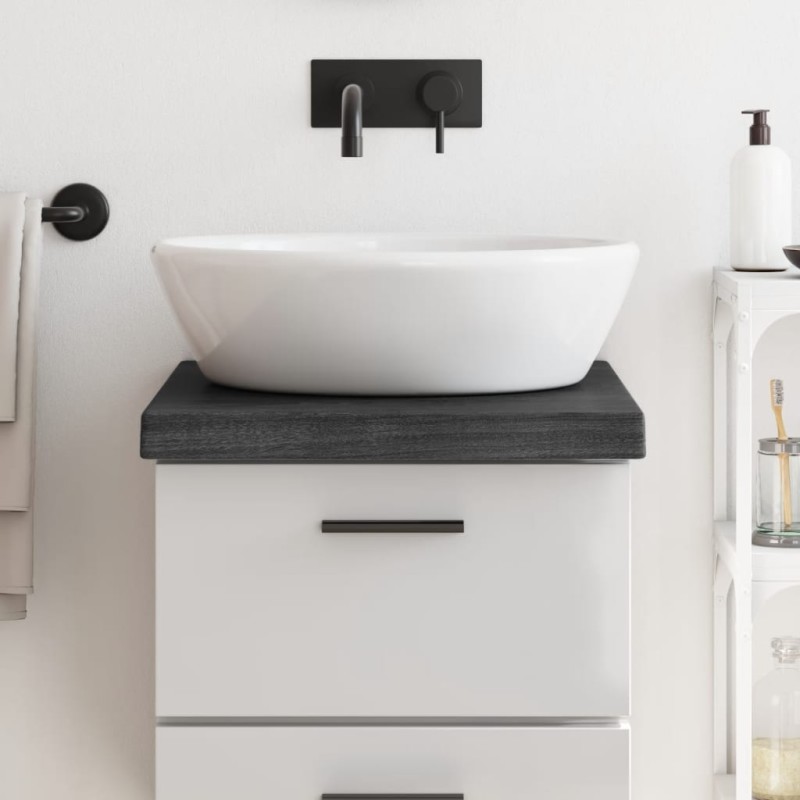 vidaXL Encimera baño madera maciza tratada gris oscuro 40x60x(2-6) cm vidaXL Encimera baño madera maciza tratada gris oscuro 40x60x(2-6) cm