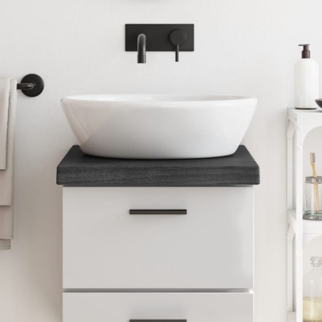 vidaXL Encimera baño madera maciza tratada gris oscuro 40x60x(2-6) cm
