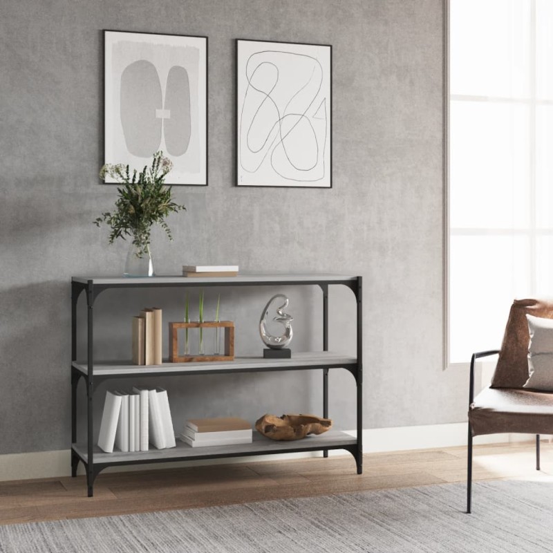 vidaXL Estantería contrachapada y acero gris Sonoma 100x33x70,5 cm vidaXL Estantería contrachapada y acero gris Sonoma 100x33x70,5 cm