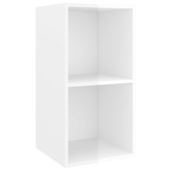 vidaXL Mueble TV pared madera contrachapada blanco brillo 37x37x72 cm