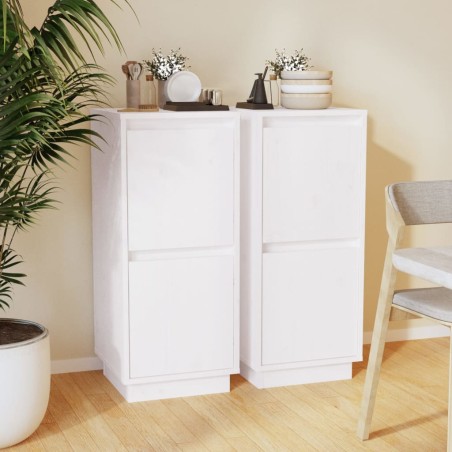 vidaXL Aparador 2 uds madera maciza de pino blanco 31,5x34x75 cm
