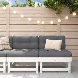 vidaXL Sofás centrales con cojines 2 uds madera maciza de pino blanco