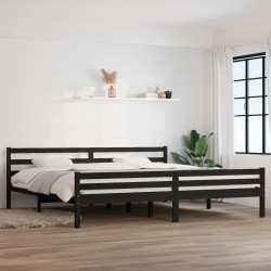 vidaXL Estructura de cama de madera maciza negro 200x200 cm