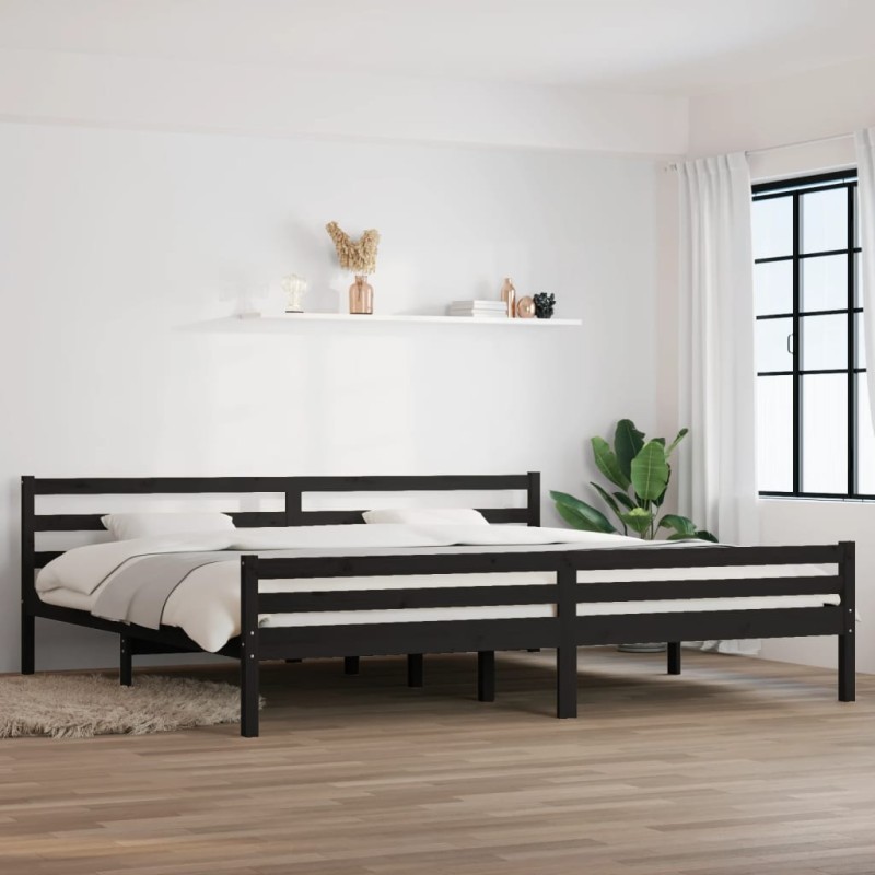 vidaXL Estructura de cama de madera maciza negro 200x200 cm vidaXL Estructura de cama de madera maciza negro 200x200 cm