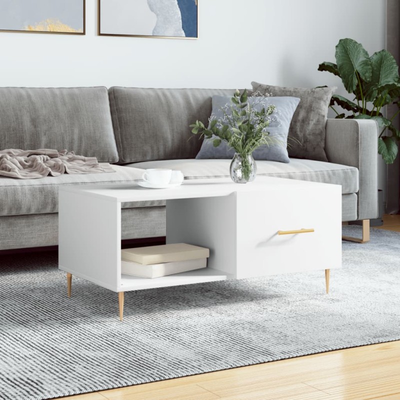 vidaXL Mesa de centro madera contrachapada blanco 90x50x40 cm vidaXL Mesa de centro madera contrachapada blanco 90x50x40 cm