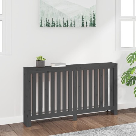 vidaXL Cubierta de radiador madera maciza de pino gris 153x19x84 cm