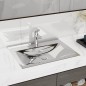 vidaXL Lavabo con rebosadero cerámica plateado 60x46x16 cm vidaXL Lavabo con rebosadero cerámica plateado 60x46x16 cm