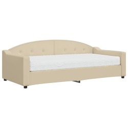 vidaXL Sofá cama con colchón tela crema 90x200 cm