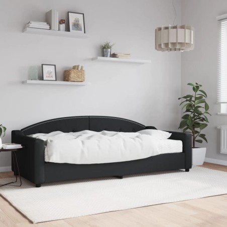 vidaXL Sofá cama con colchón tela negro 90x200 cm