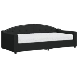 vidaXL Sofá cama con colchón tela negro 90x200 cm
