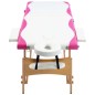 vidaXL Camilla de masaje plegable 3 zonas madera blanco y rosa vidaXL Camilla de masaje plegable 3 zonas madera blanco y rosa