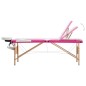 vidaXL Camilla de masaje plegable 3 zonas madera blanco y rosa vidaXL Camilla de masaje plegable 3 zonas madera blanco y rosa