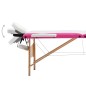 vidaXL Camilla de masaje plegable 3 zonas madera blanco y rosa vidaXL Camilla de masaje plegable 3 zonas madera blanco y rosa